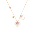 Inlaid Crystal Jewelry Birthday Pink Cartoon Mouse 18K Gold Plated Pendant Necklace Stainless Steel Chain Necklace For Women